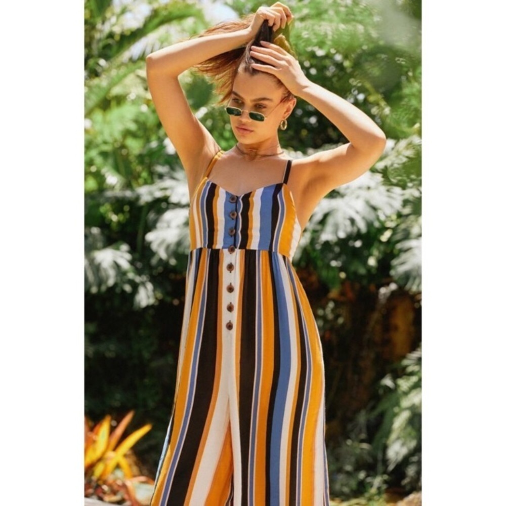 Urban Outfitters Tootsie Vertical Stripe Multi Button-Through Jumpsuit EUC Sz XS - Picture 5 of 8